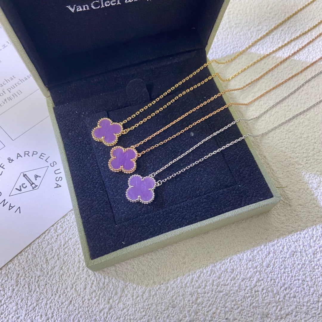 ¡®Aura Jewels¡¯CLOVER 15MM PURPLE VIOLET NECKLACE