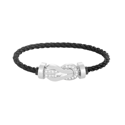 ¡®Aura Jewels¡¯CHANCE LARGE 8 FIGURE BUCKLE HALF DIAMOND BRACELET SILVER