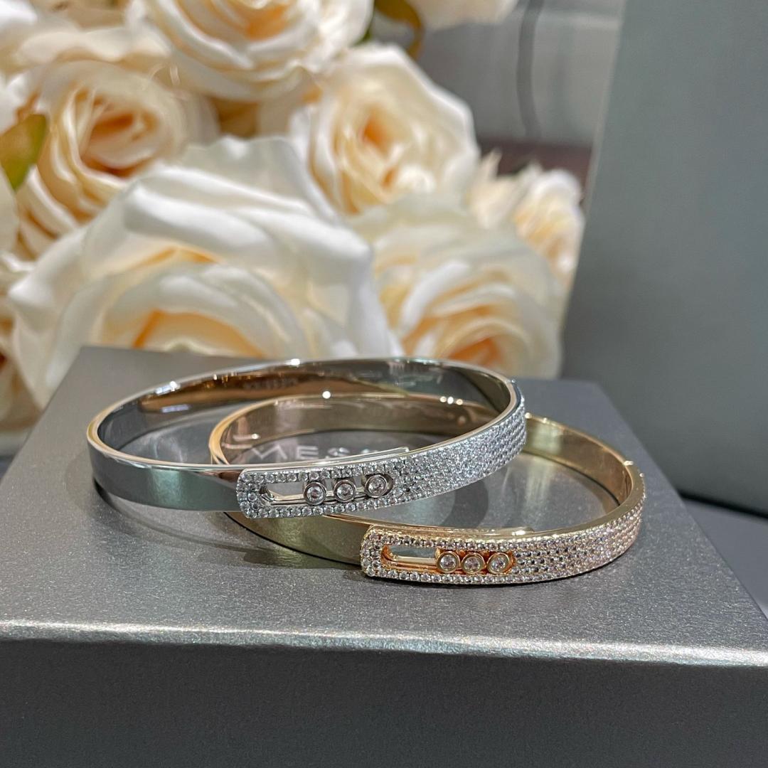 [Aura Jewels]Move Noa Rose Gold Pavé Diamond Bangle Bracelet