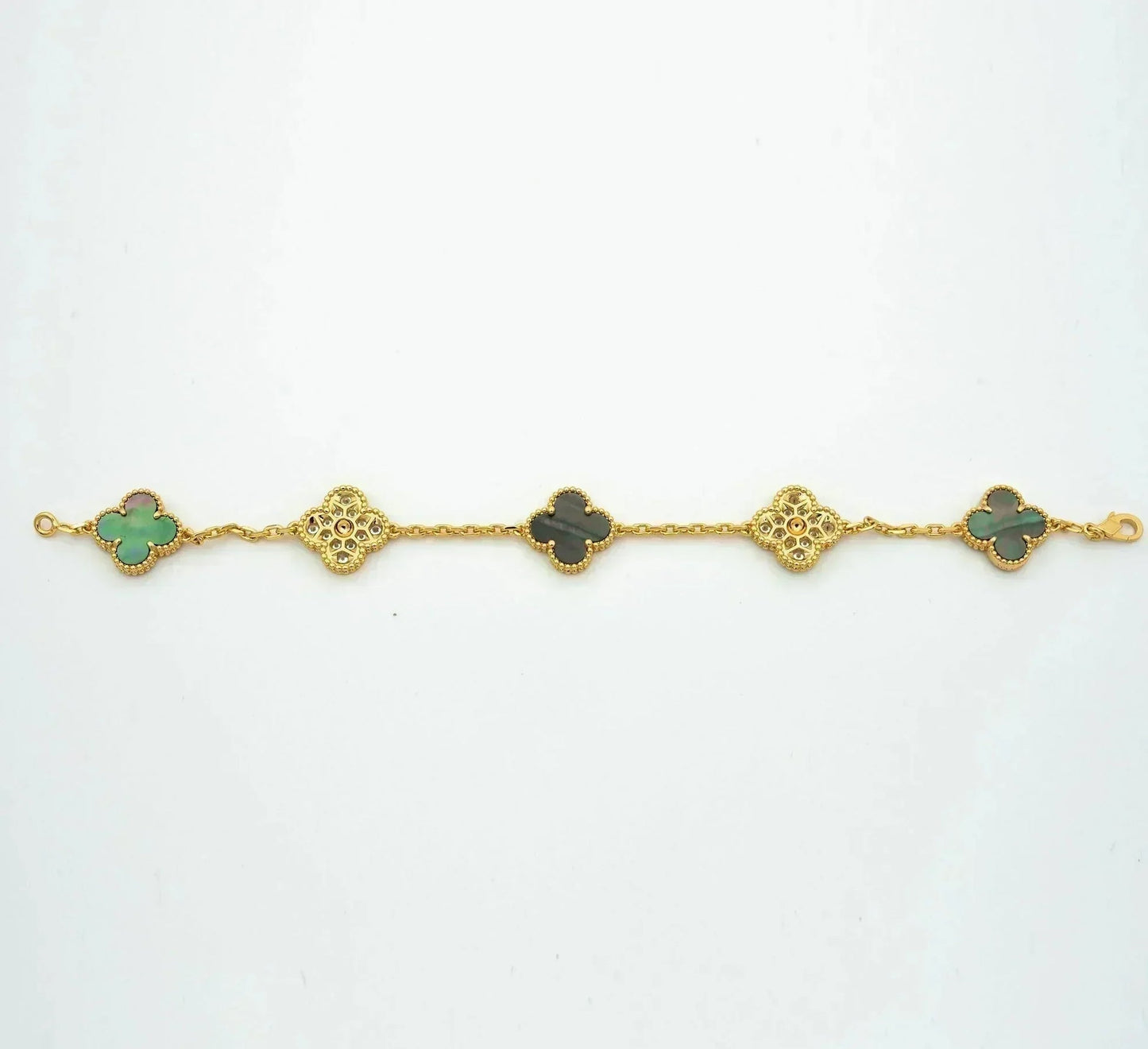 [Aura Jewels]New CLOVER 5 MOTIF GRAY MOP BRACELET COLLECTION