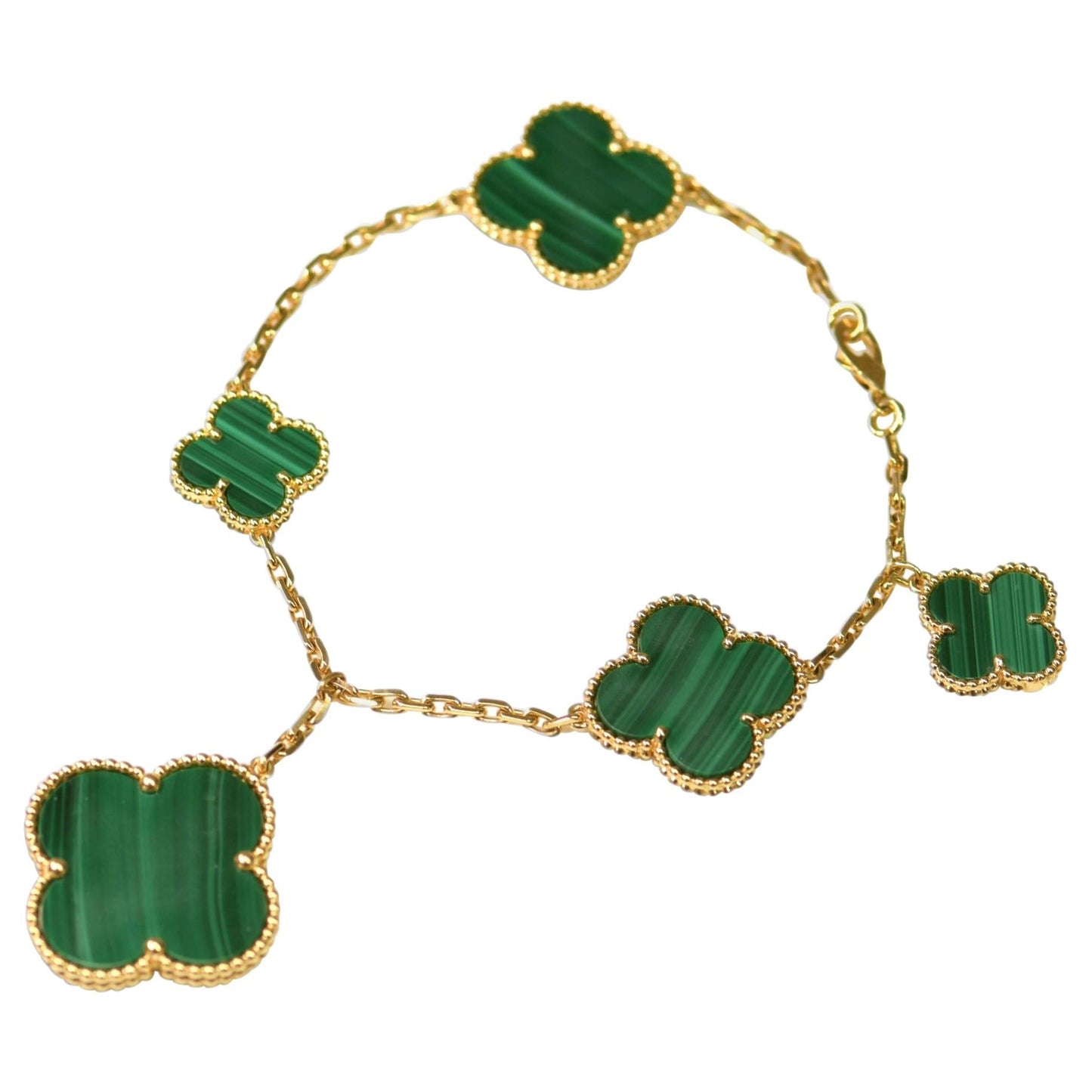 ¡®Aura Jewels¡¯MAGIC CLOVER MALACHITE GOLD BRACELET 5 MOTIFS