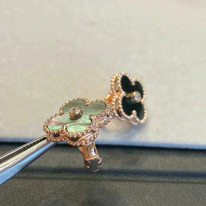 ¡®Aura Jewels¡¯CLOVER MEDIUM 1 MOTIFS GRAY MOP  DIAMOND EARRINGS