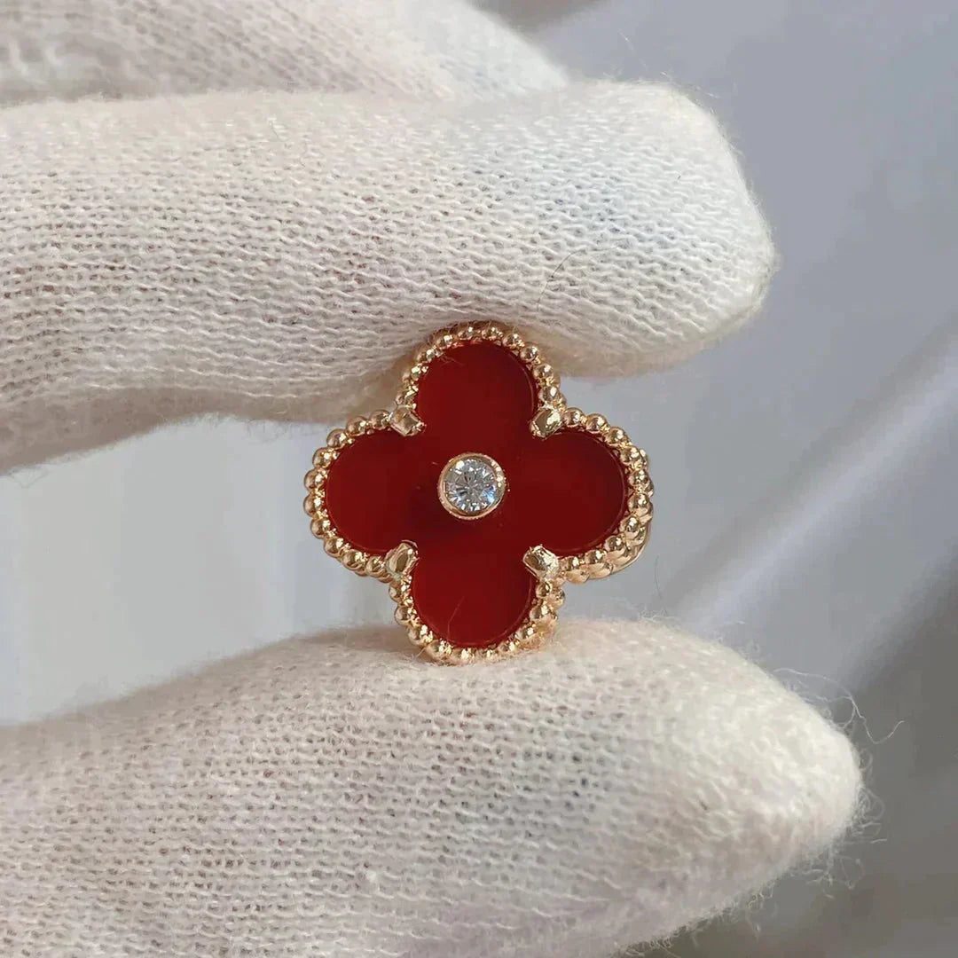 ¡®Aura Jewels¡¯CLOVER MEDIUM 1 MOTIFS CARNELIAN  DIAMOND earrings
