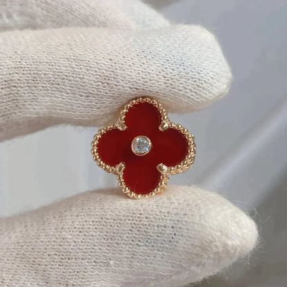 ¡®Aura Jewels¡¯CLOVER MEDIUM 1 MOTIFS CARNELIAN  DIAMOND earrings