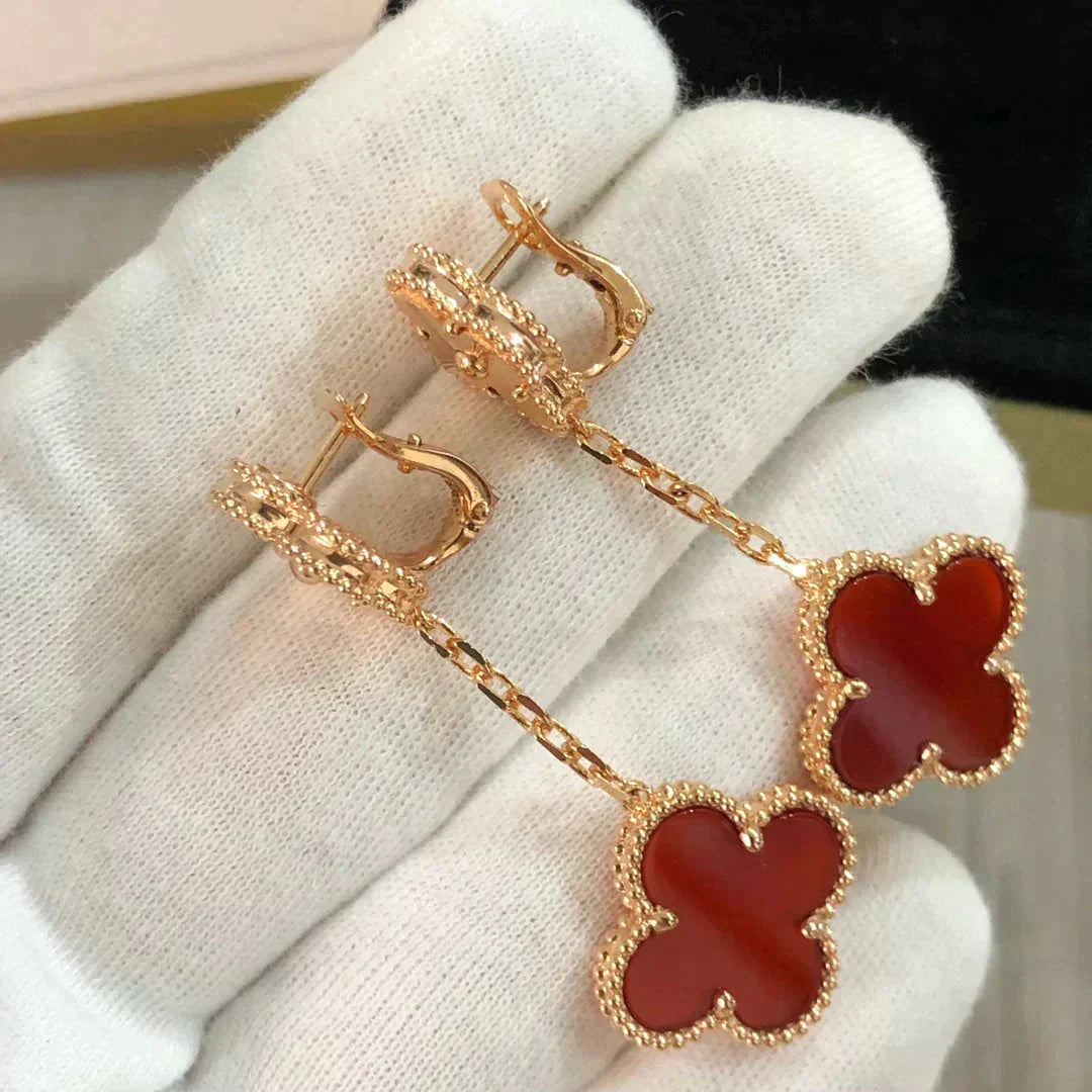¡®Aura Jewels¡¯CLOVER 2 MOTIF  LASER CARNELIAN EARRINGS