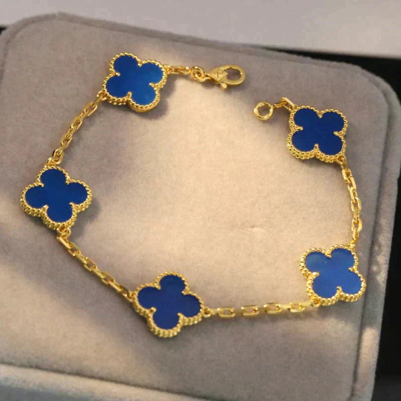 [Aura Jewels]New CLOVER 5 MOTIF BLUE AGATE BRACELET COLLECTION