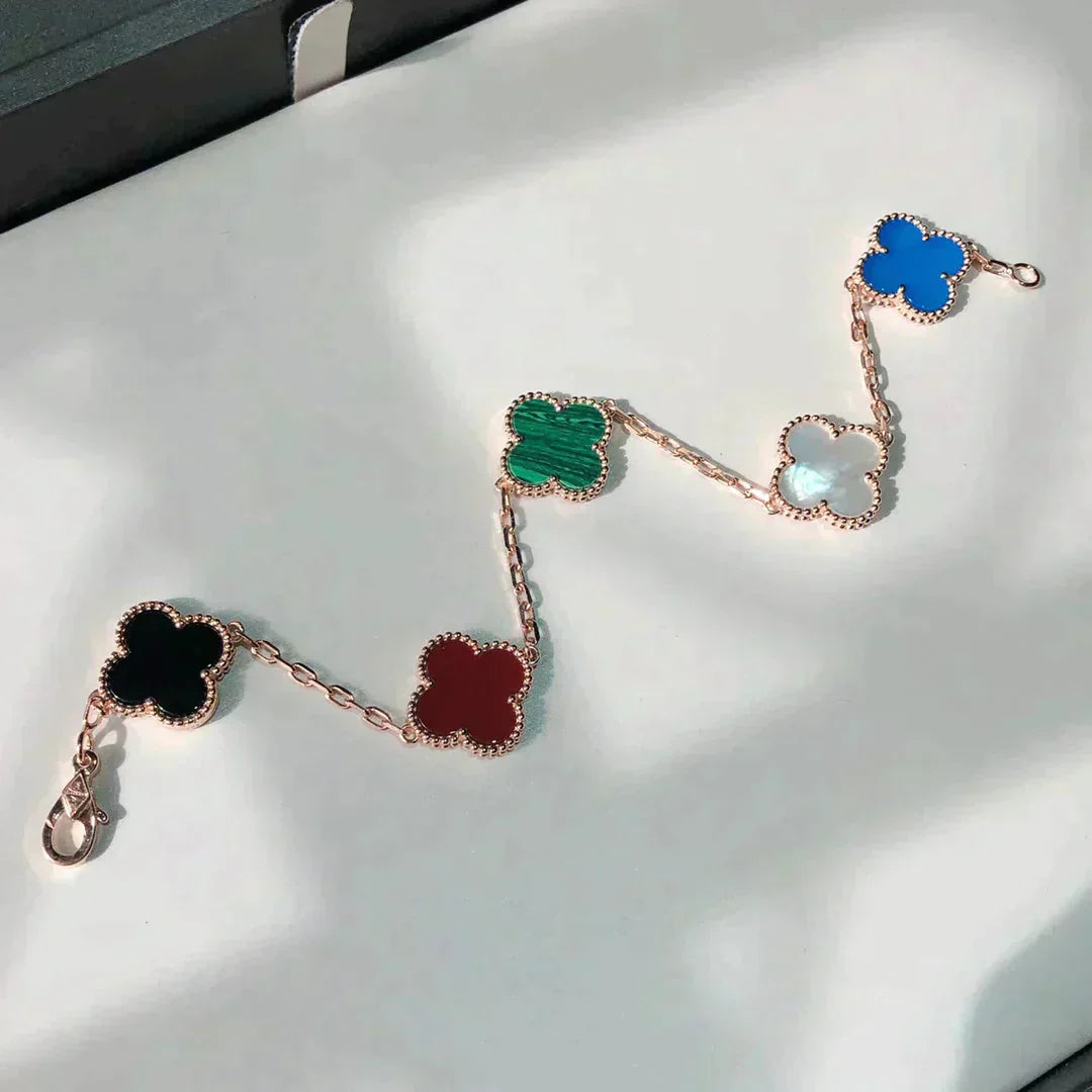 [Aura Jewels]New CLOVER 5 MOTIFS MULTICOLOR BRACELET