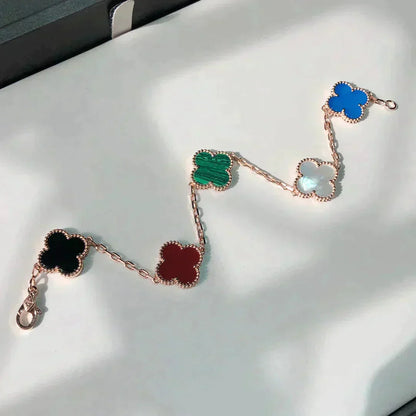 [Aura Jewels]New CLOVER 5 MOTIFS MULTICOLOR BRACELET