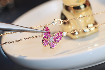 ¡®Aura Jewels¡¯BUTTERFLY RED DIAMOND ROSE GOLD NECKLACE