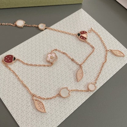¡®Aura Jewels¡¯LUCKY SPRING 15 MOTIFS ROSE GOLD NECKLACE