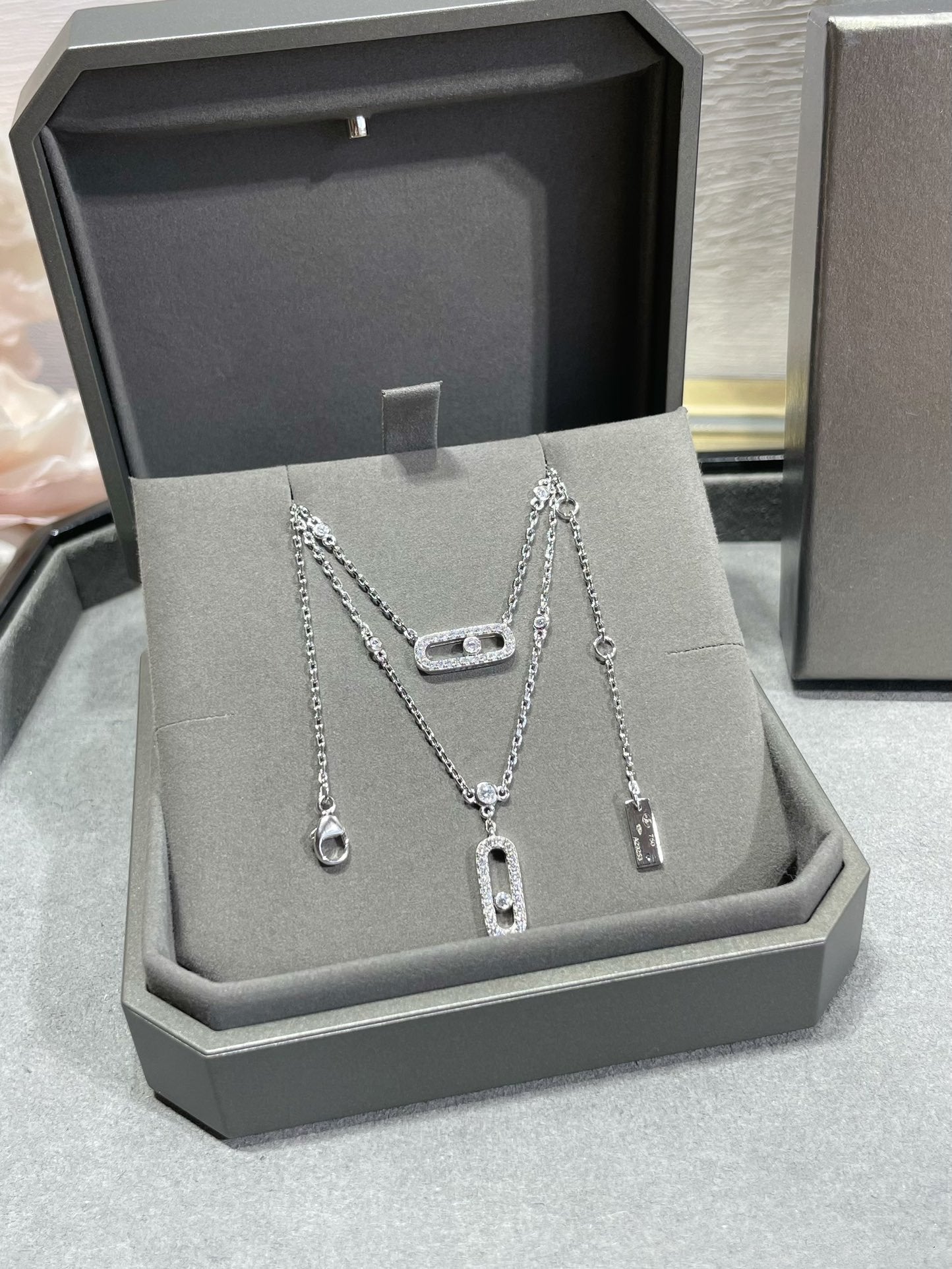 [Aura Jewels]MOVE 2 ROW DIAMOND NECKLACE