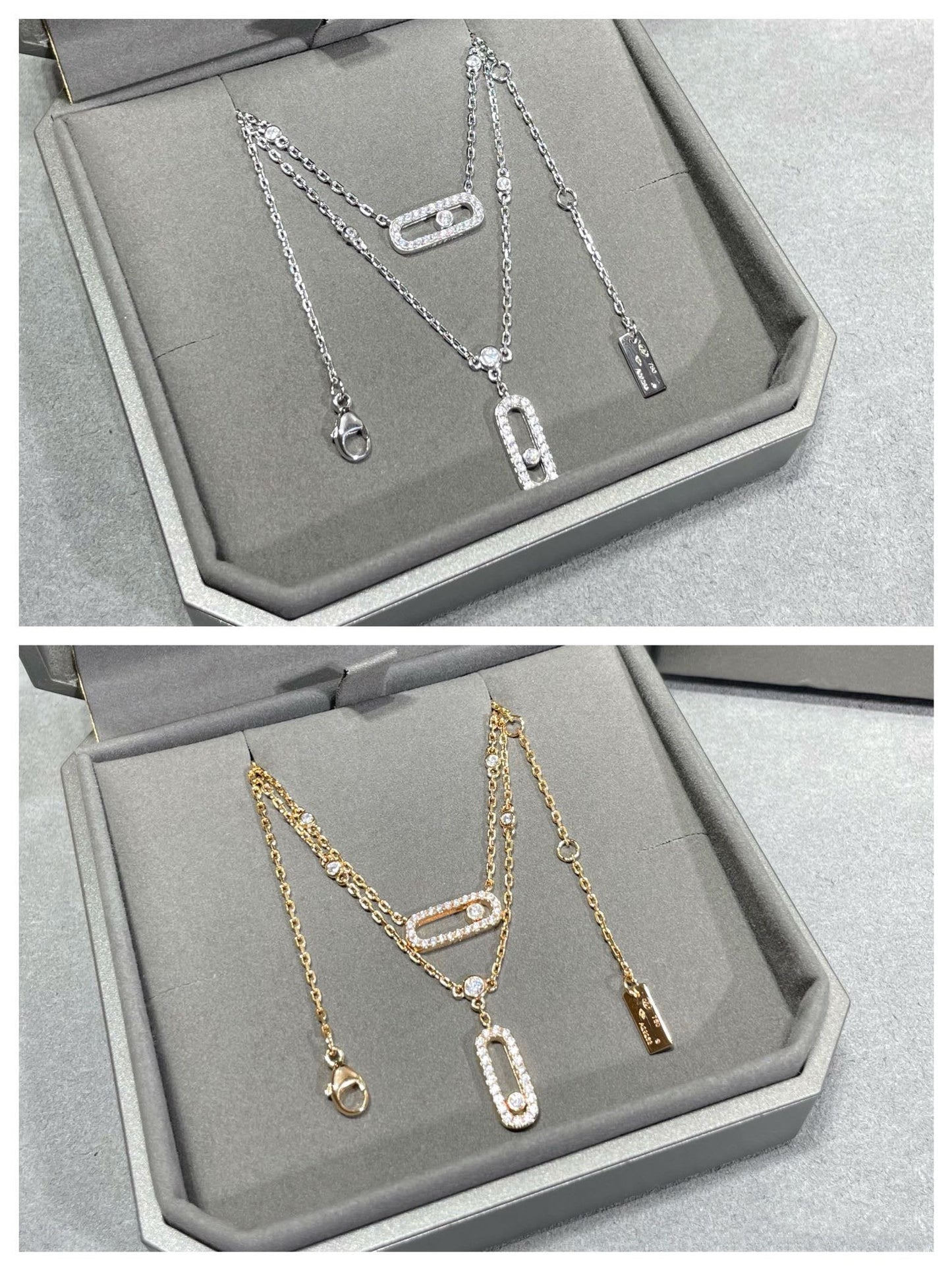 [Aura Jewels]MOVE 2 ROW DIAMOND NECKLACE
