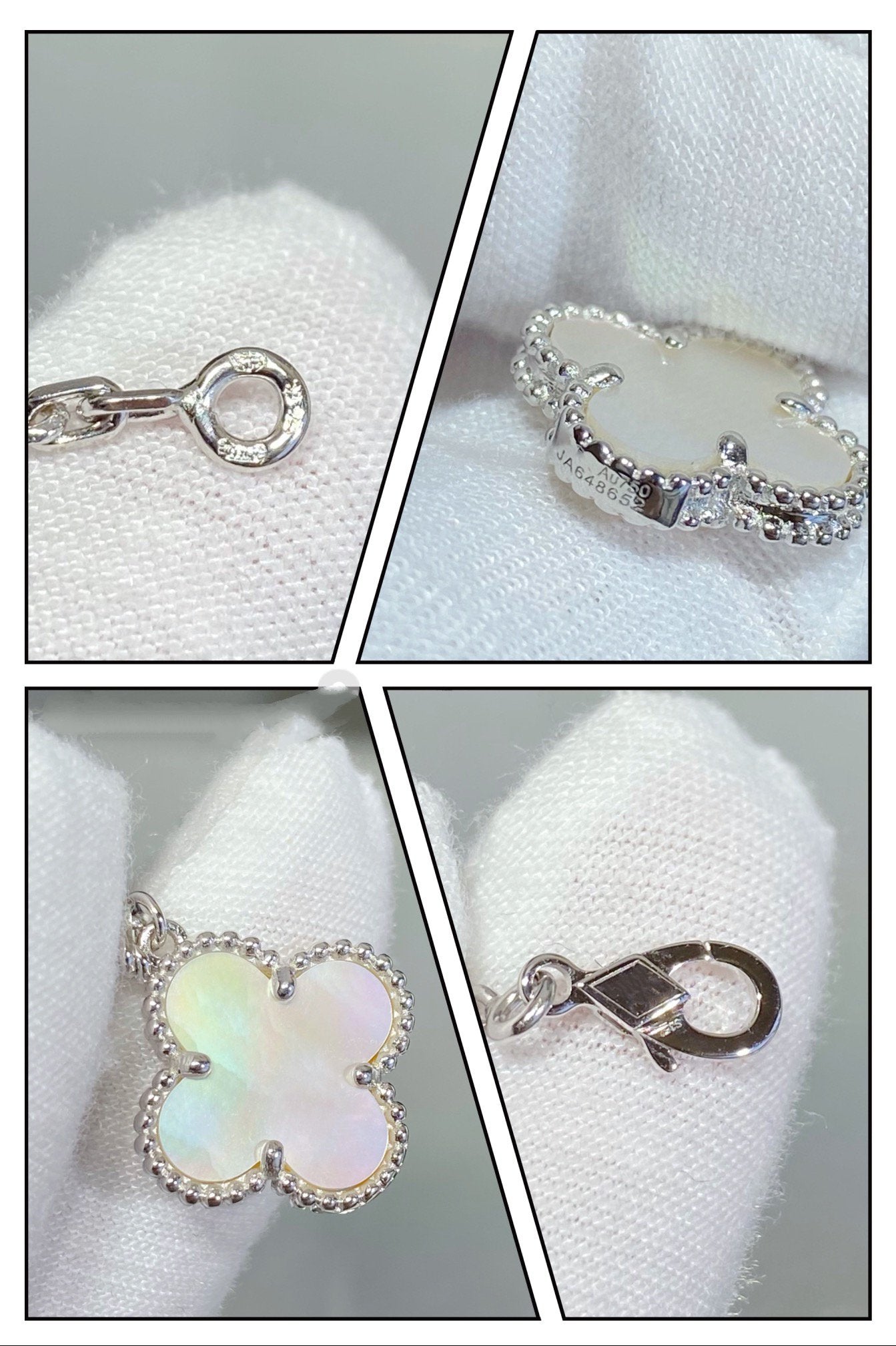 ¡®Aura Jewels¡¯CLOVER 5 MOTIF WHITE MOP SILVER BRACELET