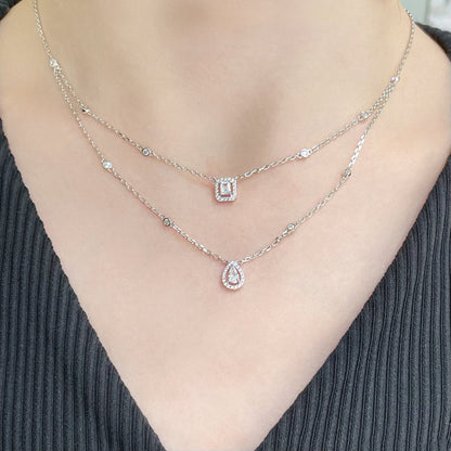 [Aura Jewels]MY TWIN 2 ROW DIAMOND NECKLACE