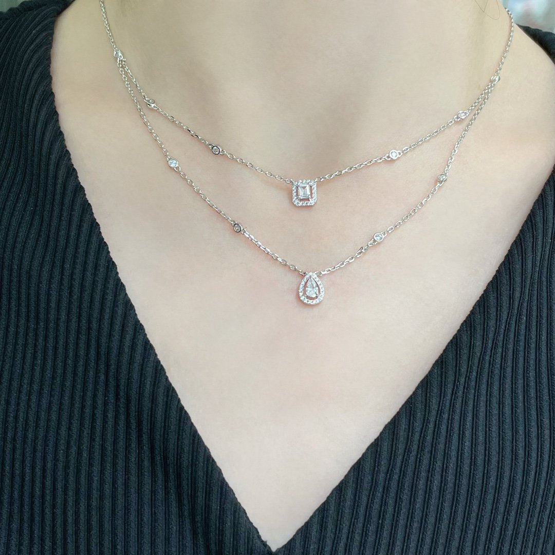 [Aura Jewels]MY TWIN 2 ROW DIAMOND NECKLACE