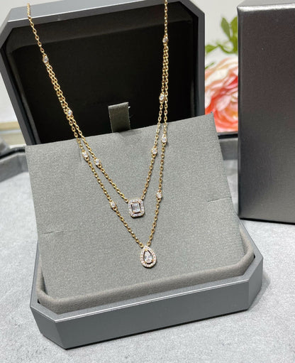 [Aura Jewels]MY TWIN 2 ROW DIAMOND NECKLACE