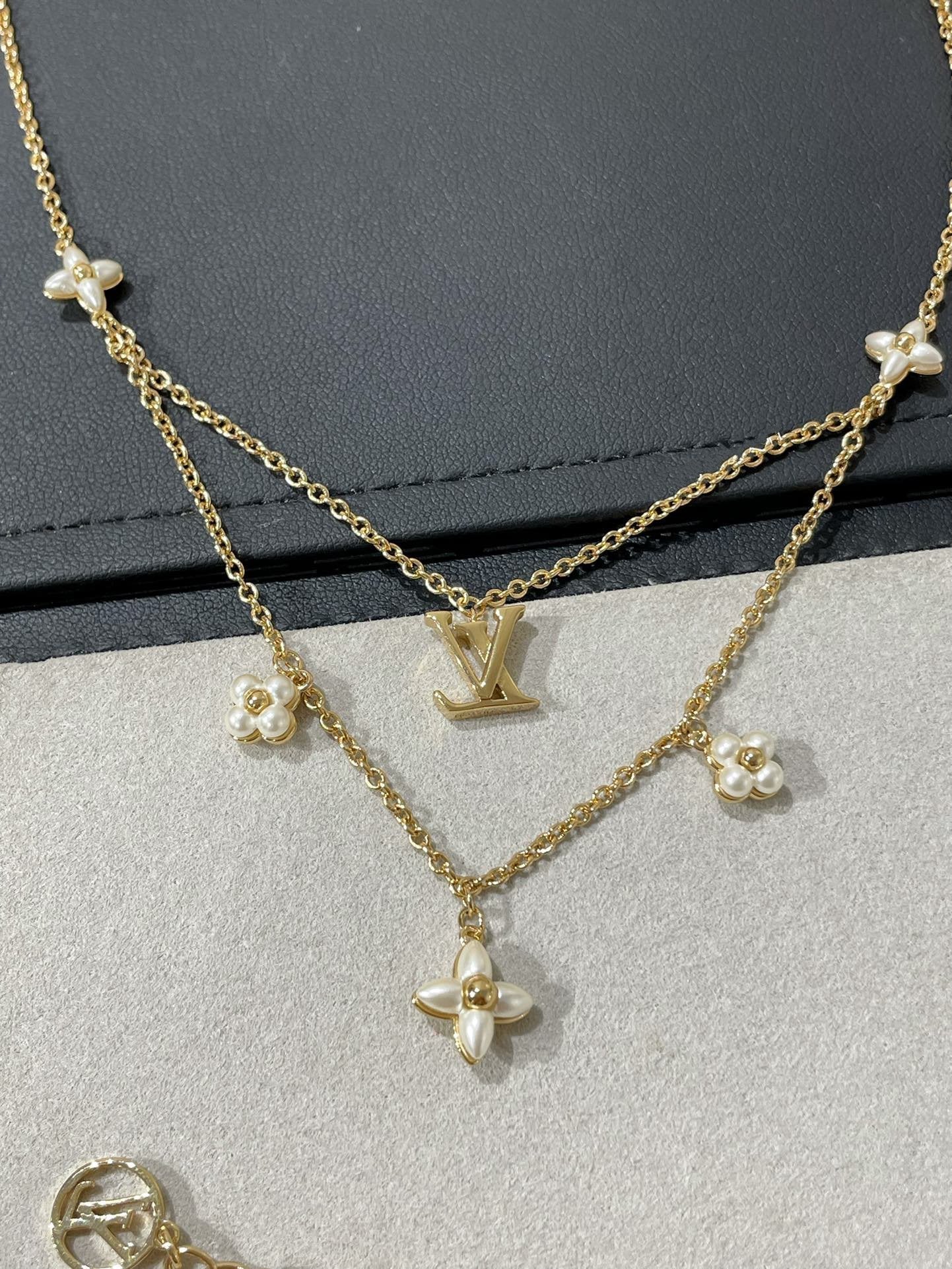 ¡®Aura Jewels¡¯FLOWERGRAM GOLD MOP DOUBLE ROW NECKLACE