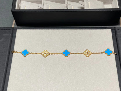 [Aura Jewels]New CLOVER 5 MOTIF BLUE AGATE BRACELET COLLECTION