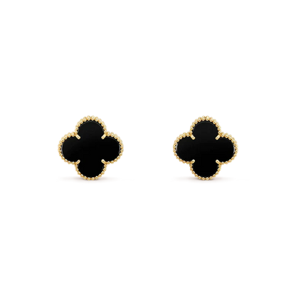 ¡®Aura Jewels¡¯CLOVER MEDIUM 1 MOTIFS  ONYX STUD EARRINGS