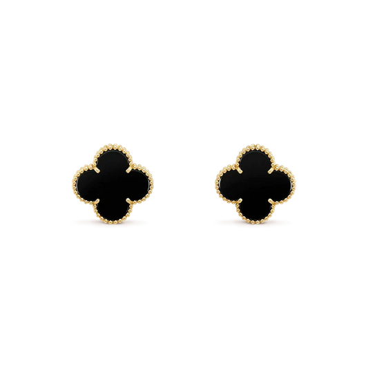 ¡®Aura Jewels¡¯CLOVER MEDIUM 1 MOTIFS  ONYX STUD EARRINGS