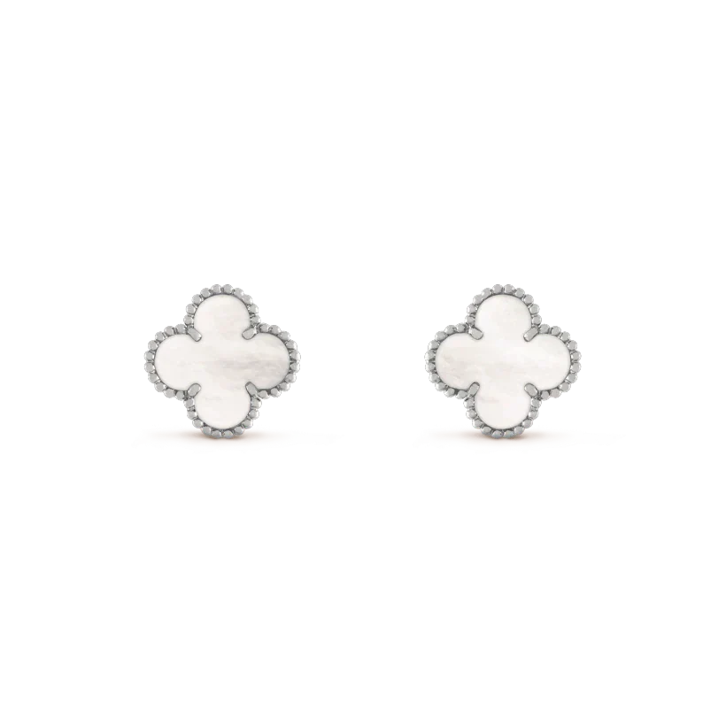 ¡®Aura Jewels¡¯CLOVER MEDIUM 1 MOTIFS  WHITE MOP EARRINGS SILVER