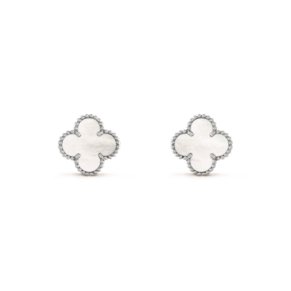 ¡®Aura Jewels¡¯CLOVER MEDIUM 1 MOTIFS  WHITE MOP EARRINGS SILVER
