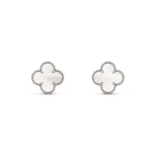 ¡®Aura Jewels¡¯CLOVER MEDIUM 1 MOTIFS  WHITE MOP EARRINGS SILVER