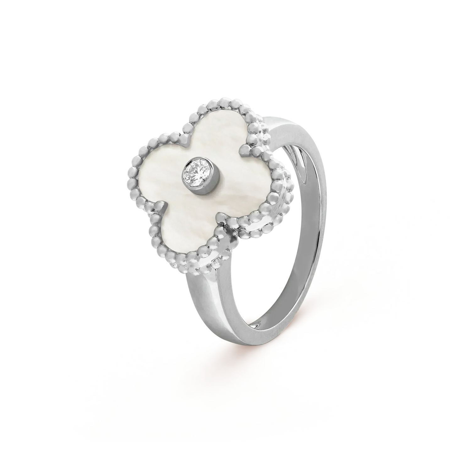¡®Aura Jewels¡¯CLOVER SILVER MOP DIAMOND RING
