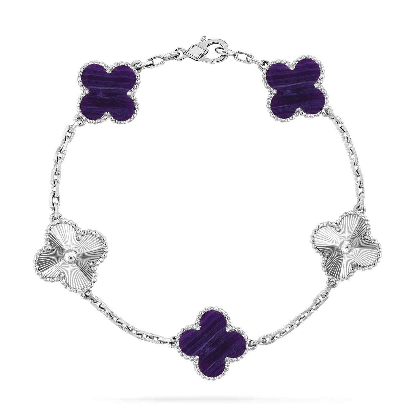 [Aura Jewels]New CLOVER 5 MOTIF PURPLE STRIPES BRACELET COLLECTION