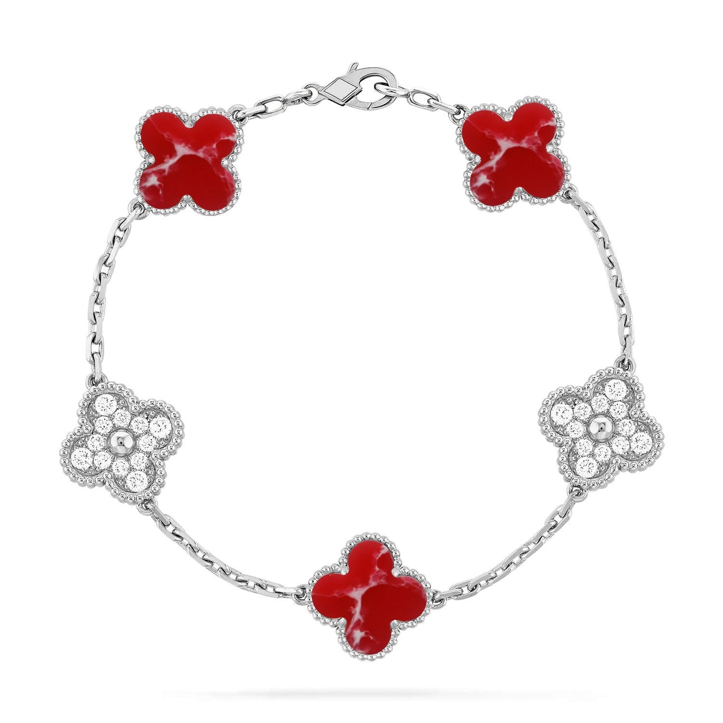 [Aura Jewels]New CLOVER 5 MOTIF RED PATTERN BRACELET COLLECTION
