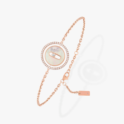 [Aura Jewels]LUCKY MOVE WHITE MOTHER OF PEARL PINK GOLD DIAMOND BRACELET