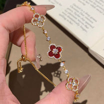 [Aura Jewels] CLOVER 5 MOTIF PINK BLUE RED WHITE BRACELET