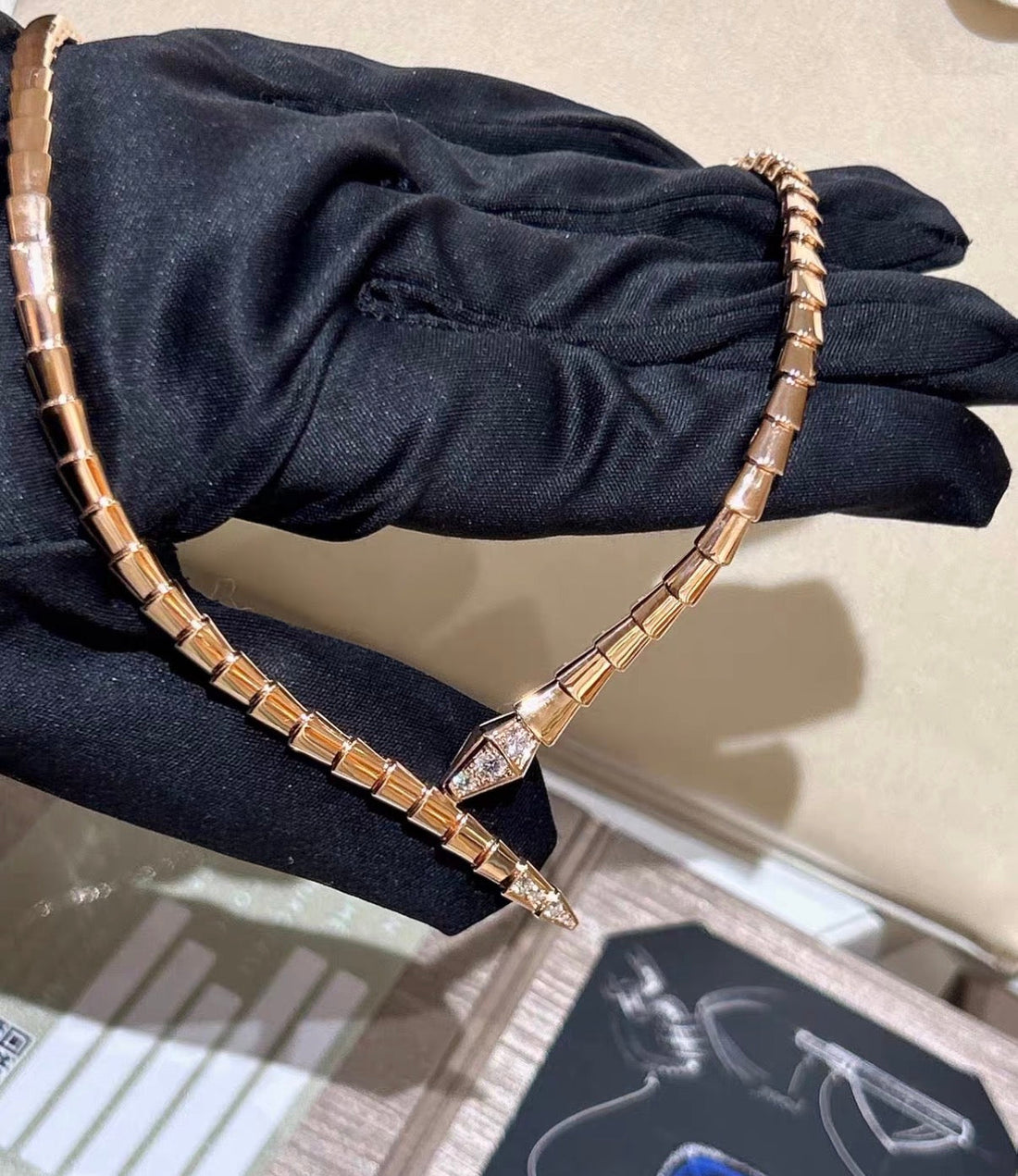 [Aura Jewels] SERPENTI VIPER SERIES ROSE GOLD SNAKE NECKLACE