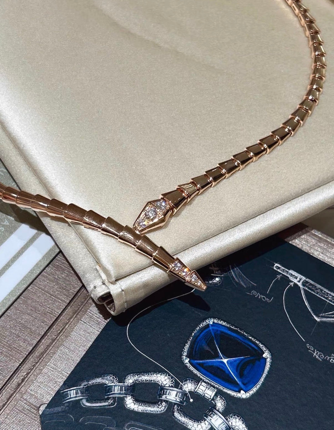 [Aura Jewels] SERPENTI VIPER SERIES ROSE GOLD SNAKE NECKLACE