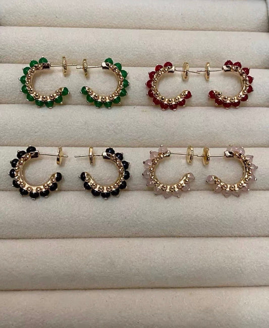 [Aura Jewels]CLASH COLLECTION AGATE CHALCEDONY STUD EARRINGS