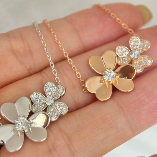 [Aura Jewels] Two Flowers & Clover Choker