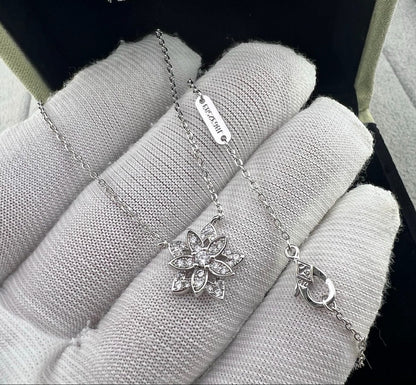 [Aura Jewels] Full Diamond Hollow Lotus Necklace Set