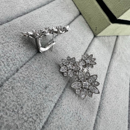 [Aura Jewels] Full Diamond Hollow Lotus Necklace Set