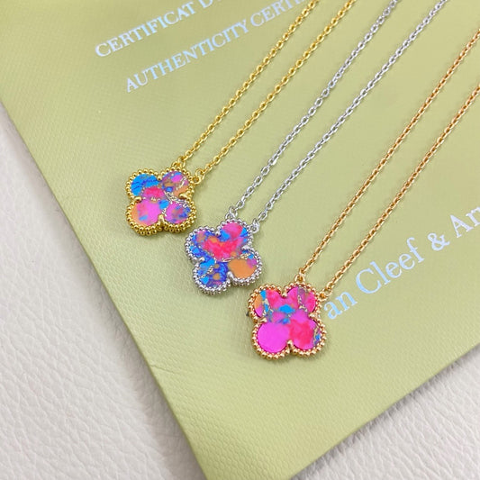 [Aura Jewels] 2026 New Plum Red Four-Leaf Clover Necklace