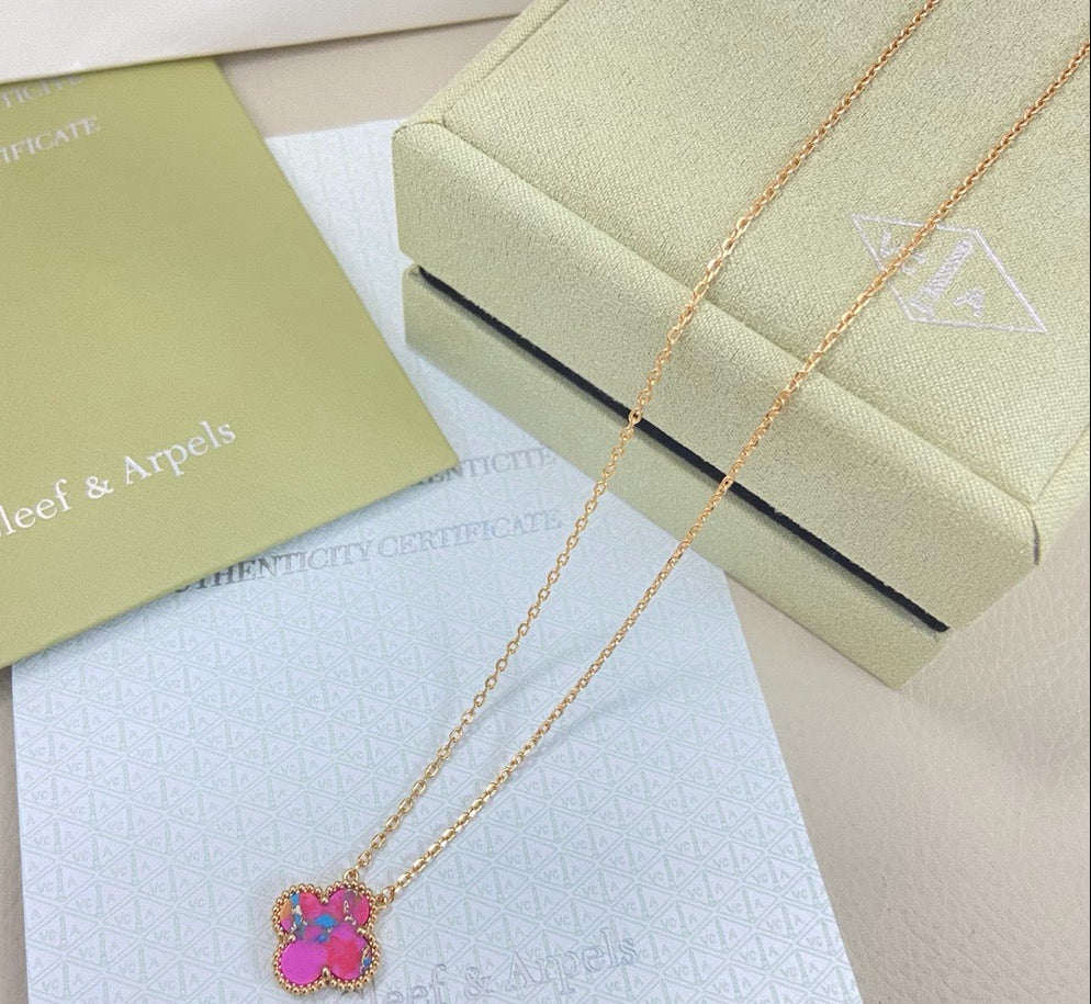 [Aura Jewels] 2026 New Plum Red Four-Leaf Clover Necklace