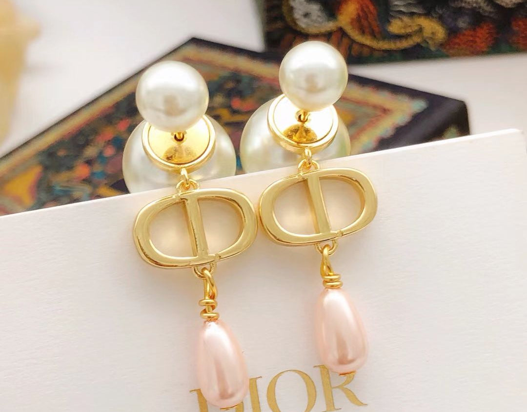 [Aura Jewels]2026 New Tassel Pink Drop Pearl Earrings
