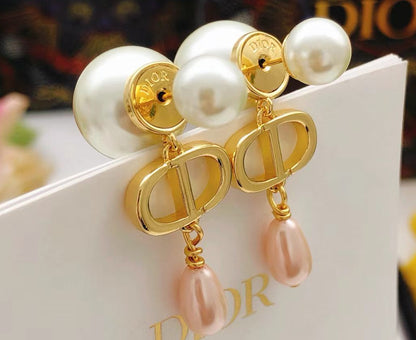 [Aura Jewels]2026 New Tassel Pink Drop Pearl Earrings