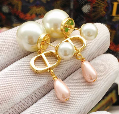 [Aura Jewels]2026 New Tassel Pink Drop Pearl Earrings
