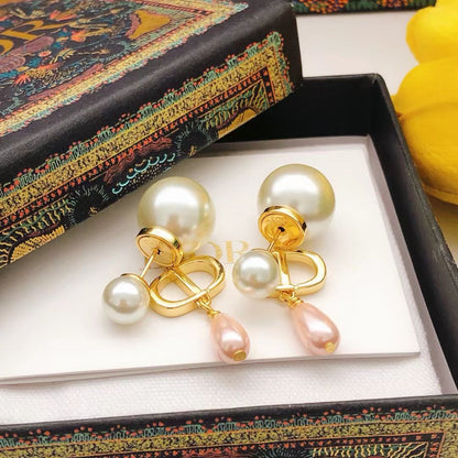 [Aura Jewels]2026 New Tassel Pink Drop Pearl Earrings