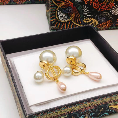 [Aura Jewels]2026 New Tassel Pink Drop Pearl Earrings