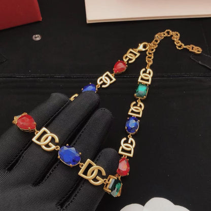 [Aura Jewels]Multicolor Crystal Gemstone Necklace