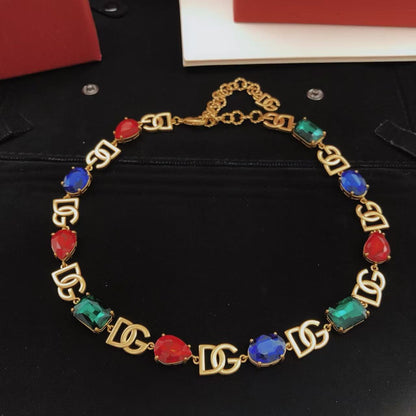 [Aura Jewels]Multicolor Crystal Gemstone Necklace