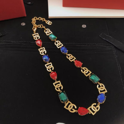 [Aura Jewels]Multicolor Crystal Gemstone Necklace