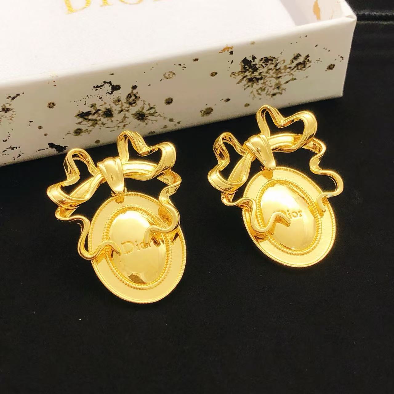 [Aura Jewels]Polished Oval Bow Stud Earrings