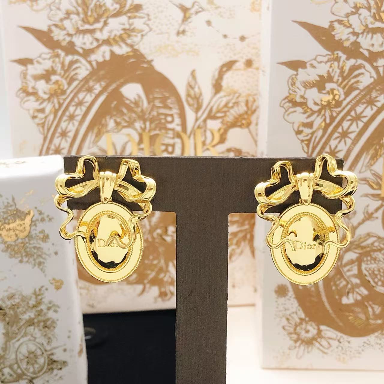 [Aura Jewels]Polished Oval Bow Stud Earrings